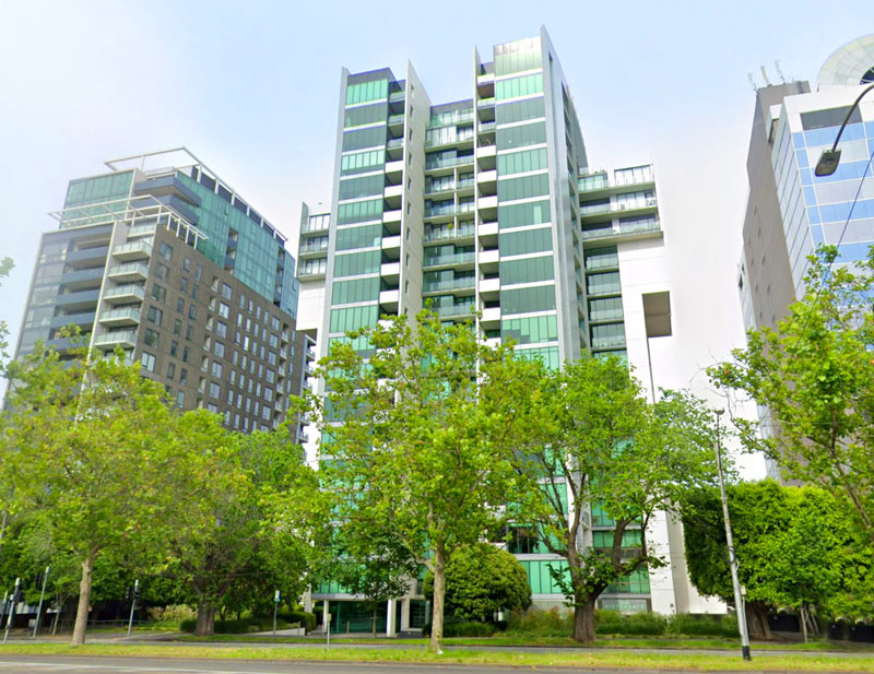 Aurora Apartments, developed by John Sage, as viewed from Lakeside Drive